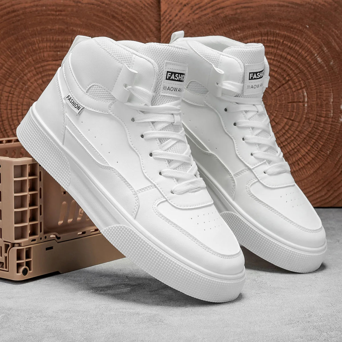 Chaussures Montantes Homme – Style Basket & Skate, Imperméables| Blanc