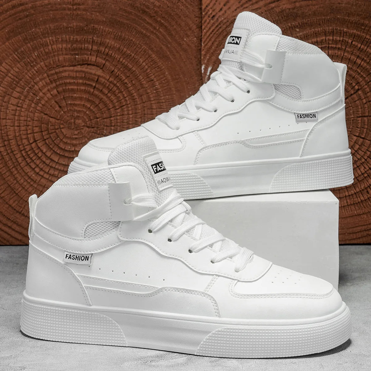 Chaussures Montantes Homme – Style Basket & Skate, Imperméables| Blanc